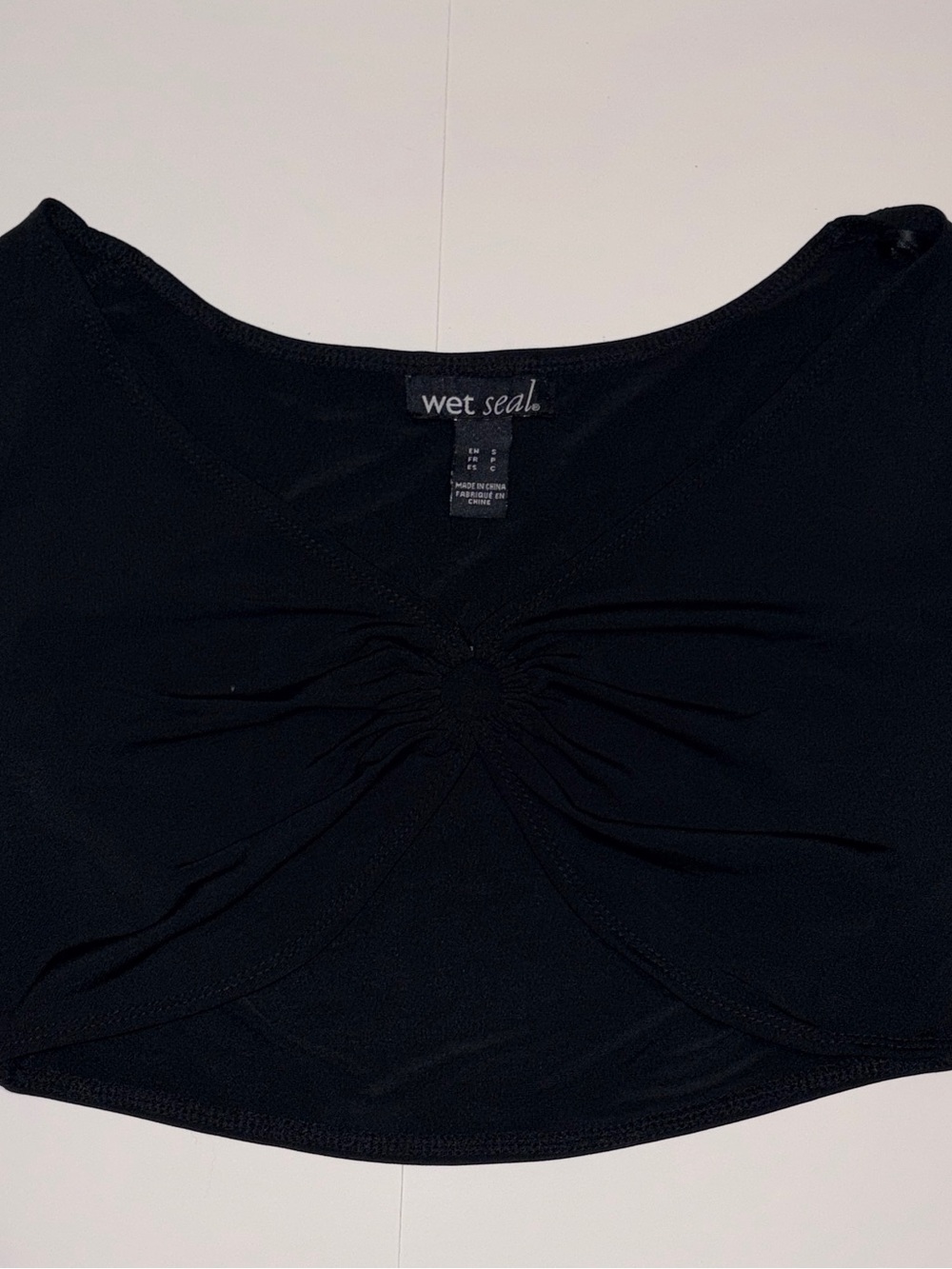 Wet Seal Black Ruched Center Crop Top